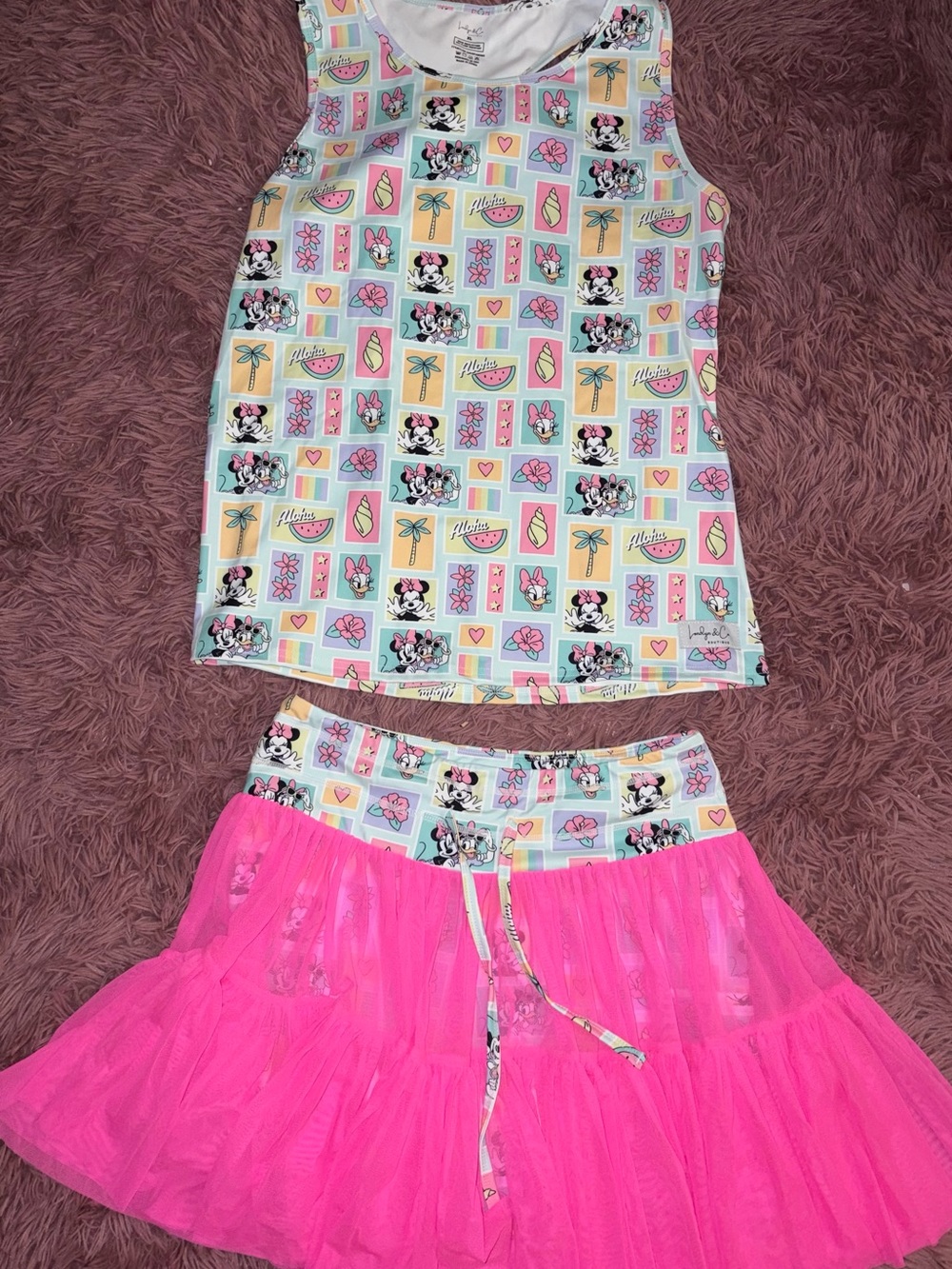 Londyn & Co Aloha Mouse 2 Piece Tank and Skort Athletic Set XL🩷BRAND NEW🩷